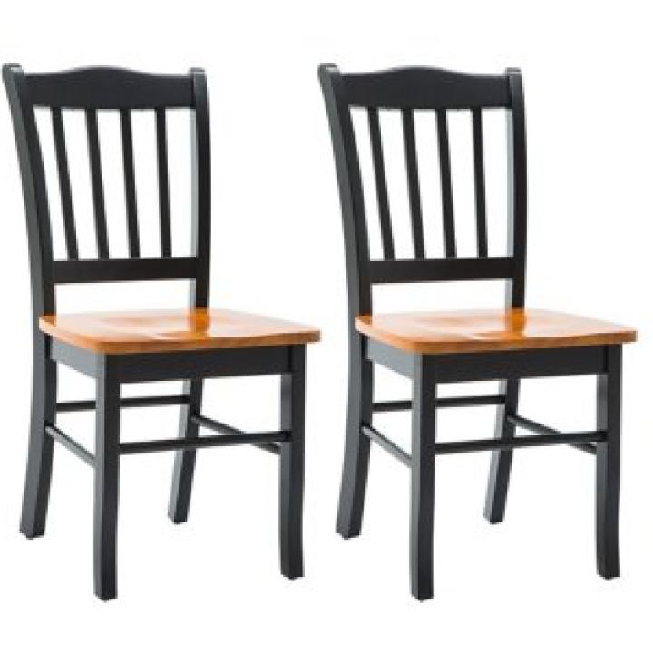 Black & Oak Wood Shaker Dining Chairs, Set of 2