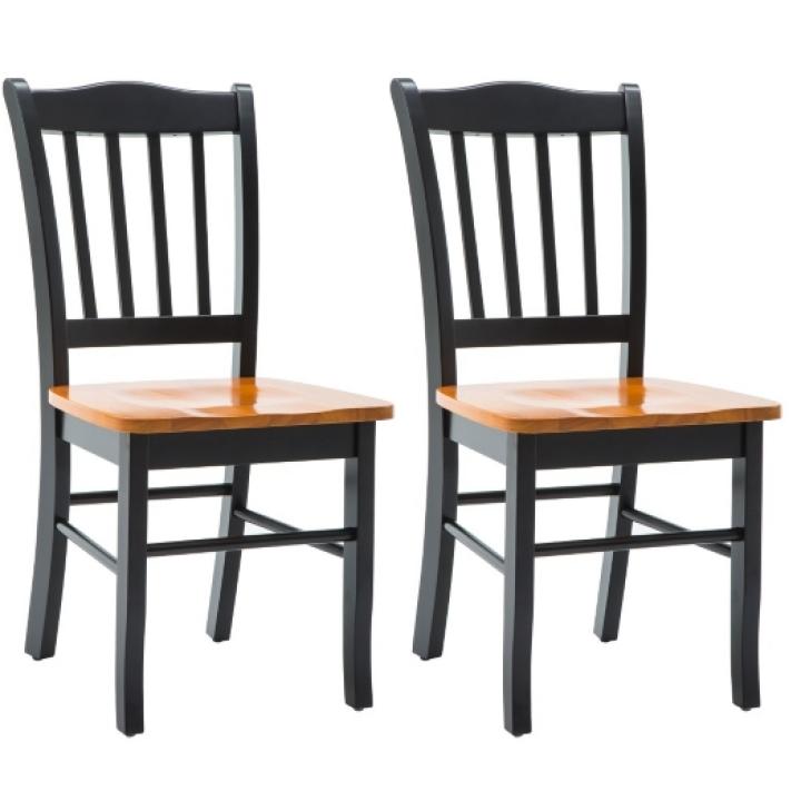Black & Oak Wood Shaker Dining Chairs, Set of 2