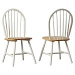 Cream & Natural Wooden Dining Chairs, Set of 2