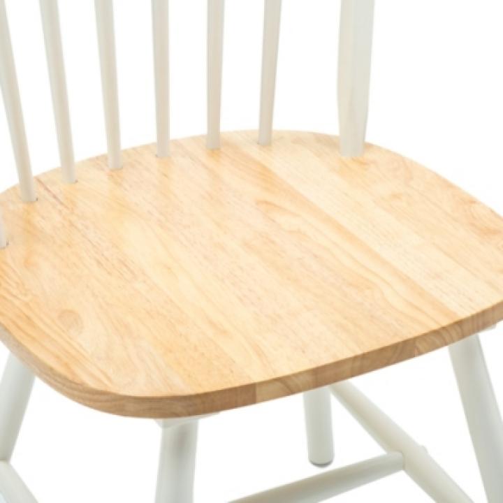 Cream & Natural Wooden Dining Chairs, Set of 2