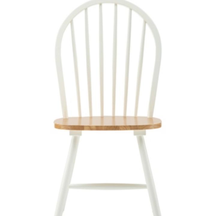 Cream & Natural Wooden Dining Chairs, Set of 2