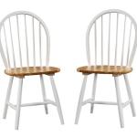 Cream & Natural Wooden Dining Chairs, Set of 2