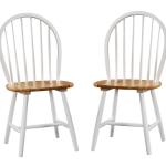 Cream & Natural Wooden Dining Chairs, Set of 2