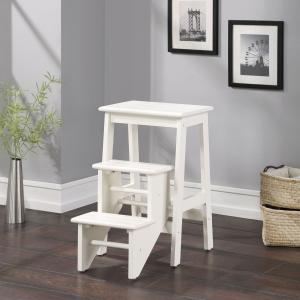 Cream Wooden 3-Level Step Stool