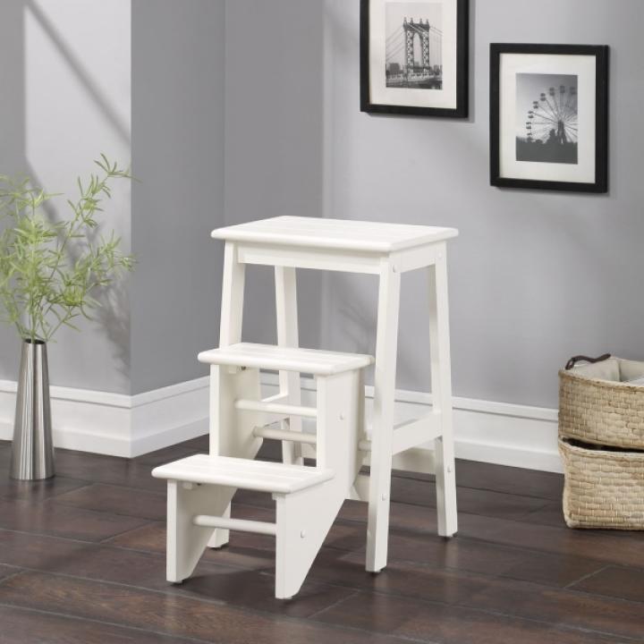 Cream Wooden 3-Level Step Stool
