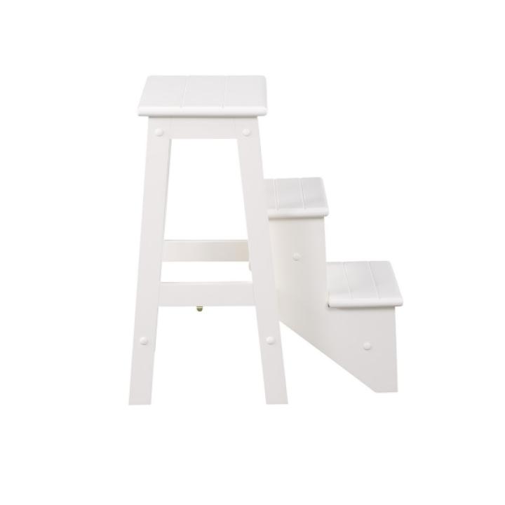 Cream Wooden 3-Level Step Stool