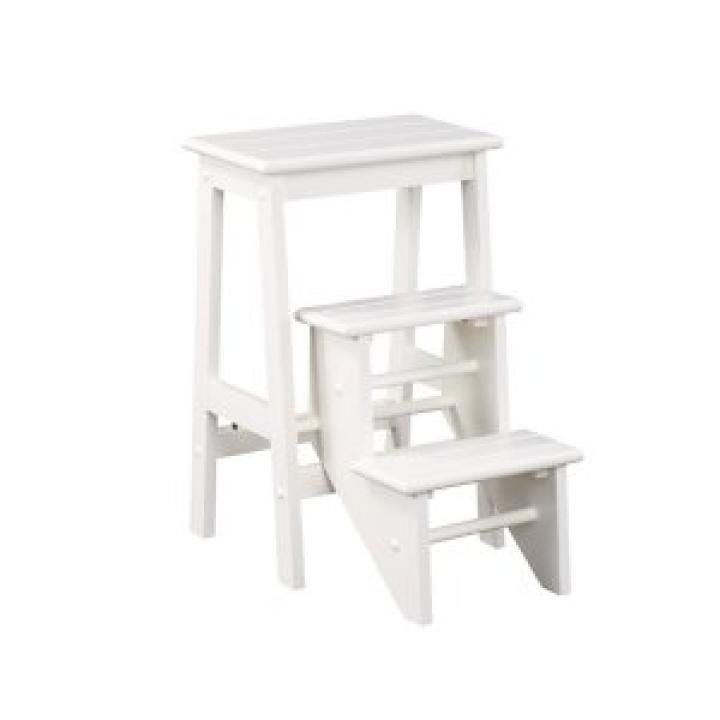 Cream Wooden 3-Level Step Stool