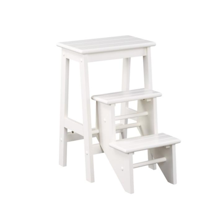 Cream Wooden 3-Level Step Stool