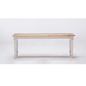Cream and Natural Wood Dining Bench