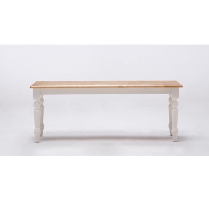 Cream and Natural Wood Dining Bench