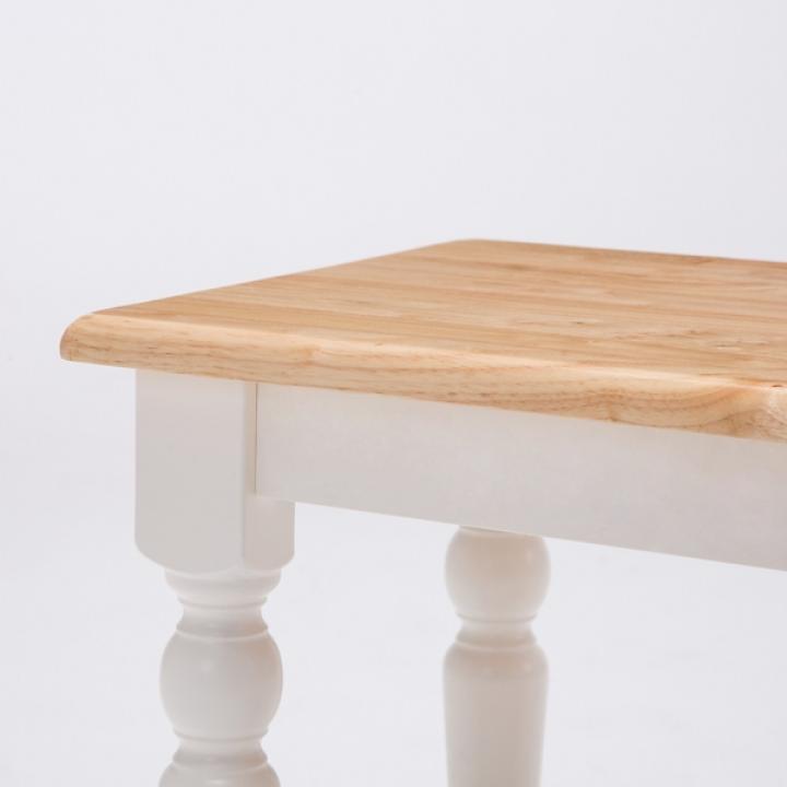 Cream and Natural Wood Dining Bench