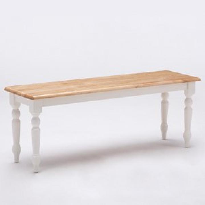 Cream and Natural Wood Dining Bench