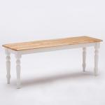 Cream and Natural Wood Dining Bench