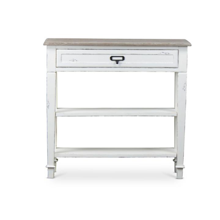 Distressed White 1-Drawer Console Table
