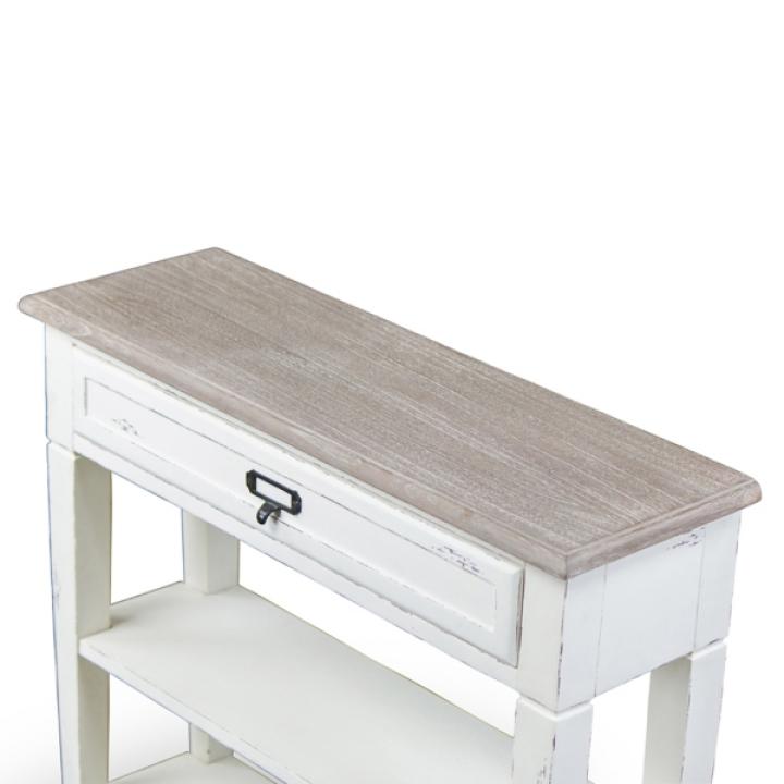 Distressed White 1-Drawer Console Table