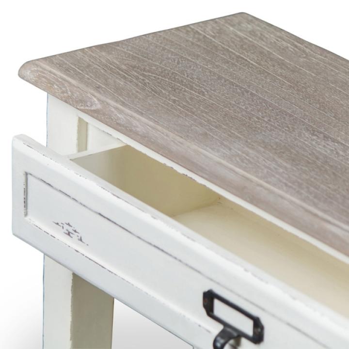 Distressed White 1-Drawer Console Table