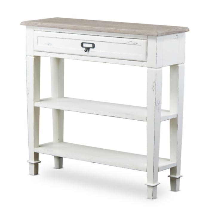 Distressed White 1-Drawer Console Table