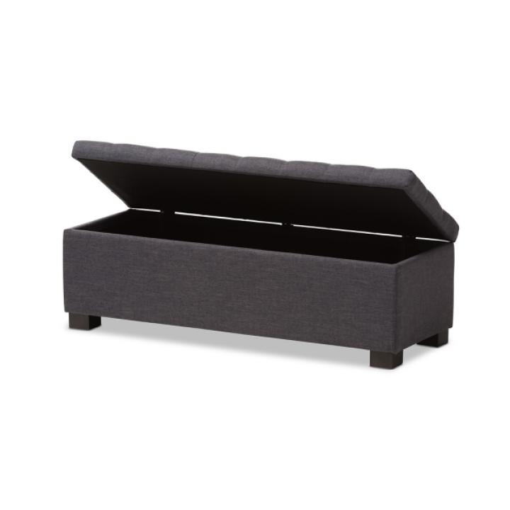 Dark Gray Tufted Contemporary Storage Bench