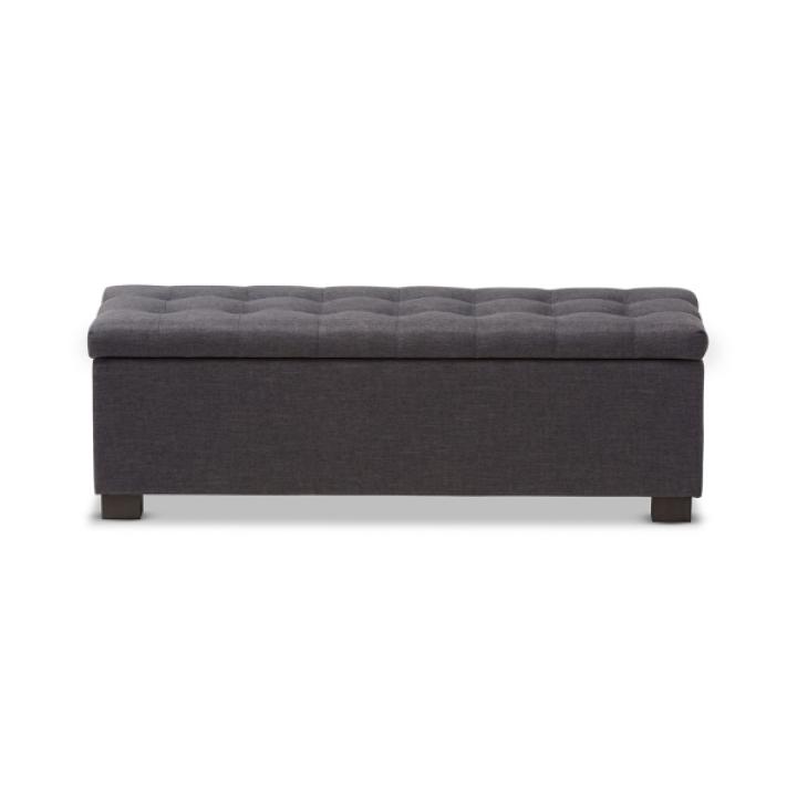 Dark Gray Tufted Contemporary Storage Bench