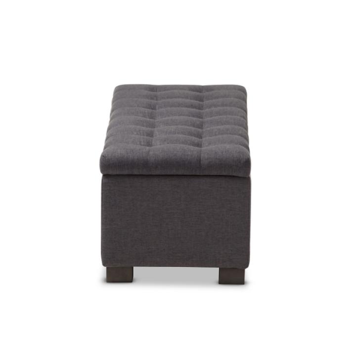 Dark Gray Tufted Contemporary Storage Bench