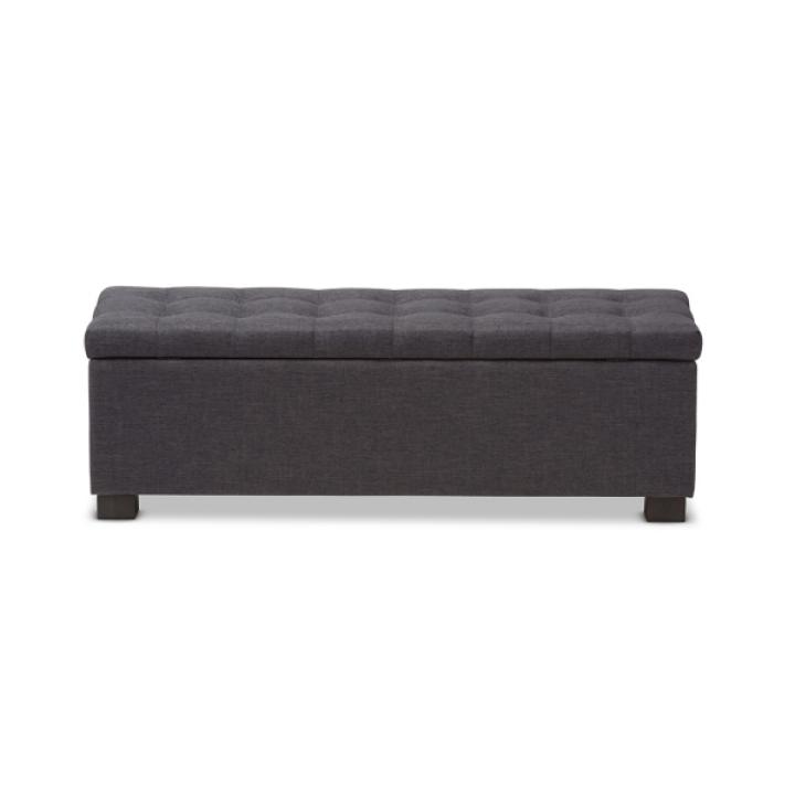 Dark Gray Tufted Contemporary Storage Bench