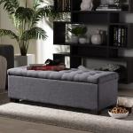 Dark Gray Tufted Contemporary Storage Bench