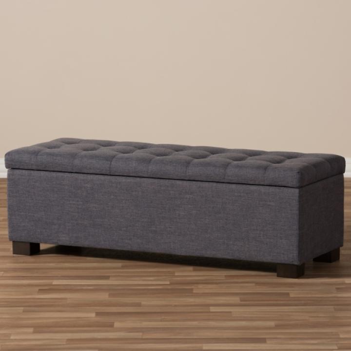 Dark Gray Tufted Contemporary Storage Bench