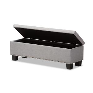 Taupe Button-Tufted Upholstered Storage Bench