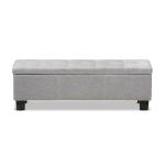 Taupe Button-Tufted Upholstered Storage Bench