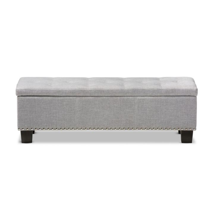 Taupe Button-Tufted Upholstered Storage Bench