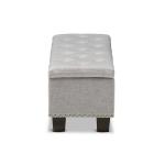 Taupe Button-Tufted Upholstered Storage Bench