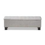 Taupe Button-Tufted Upholstered Storage Bench