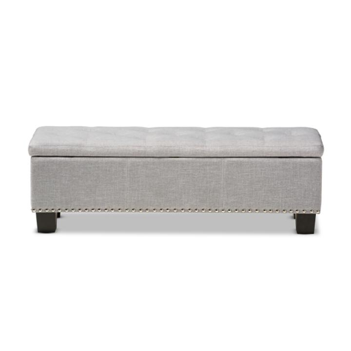 Taupe Button-Tufted Upholstered Storage Bench