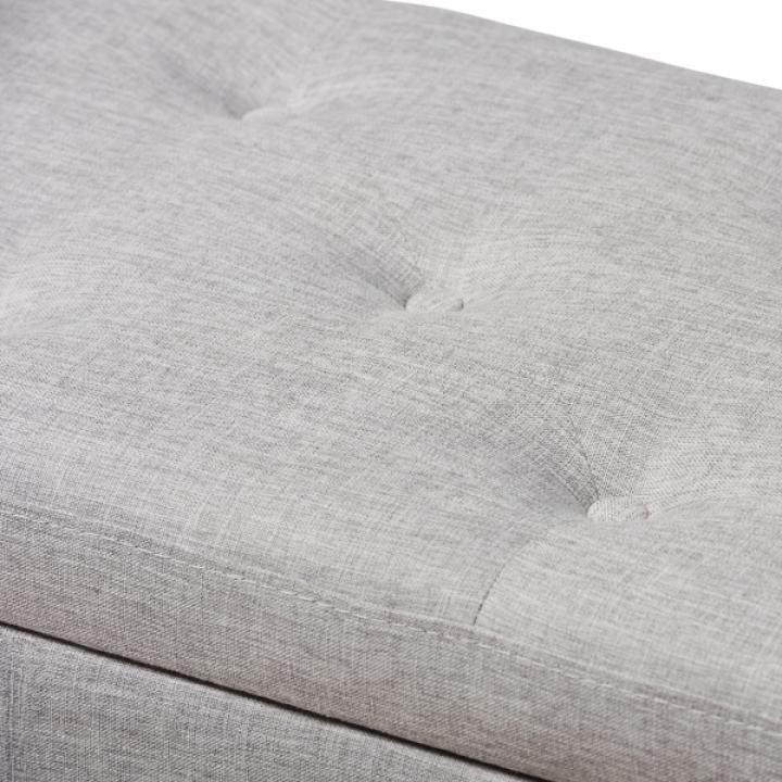 Taupe Button-Tufted Upholstered Storage Bench
