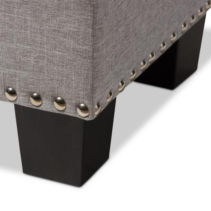 Taupe Button-Tufted Upholstered Storage Bench