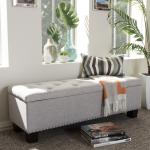 Taupe Button-Tufted Upholstered Storage Bench