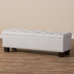 Taupe Button-Tufted Upholstered Storage Bench