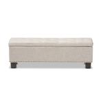 Beige Button-Tufted Upholstered Storage Bench