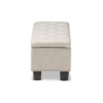 Beige Button-Tufted Upholstered Storage Bench