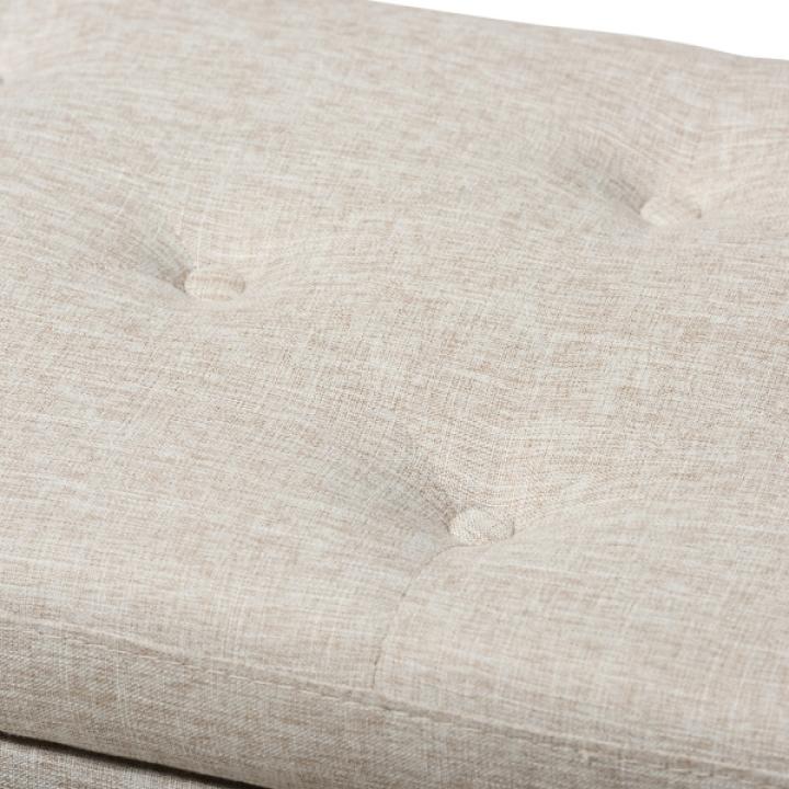 Beige Button-Tufted Upholstered Storage Bench