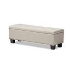 Beige Button-Tufted Upholstered Storage Bench