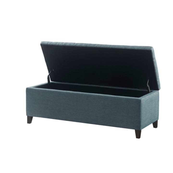 Peacock Blue Button Tufted Storage Bench