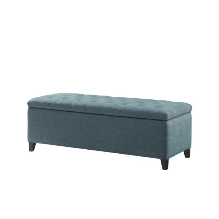 Peacock Blue Button Tufted Storage Bench
