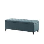 Peacock Blue Button Tufted Storage Bench