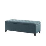 Peacock Blue Button Tufted Storage Bench