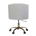 Ivory Velvet Tufted Golden Leg Swivel Office Chair