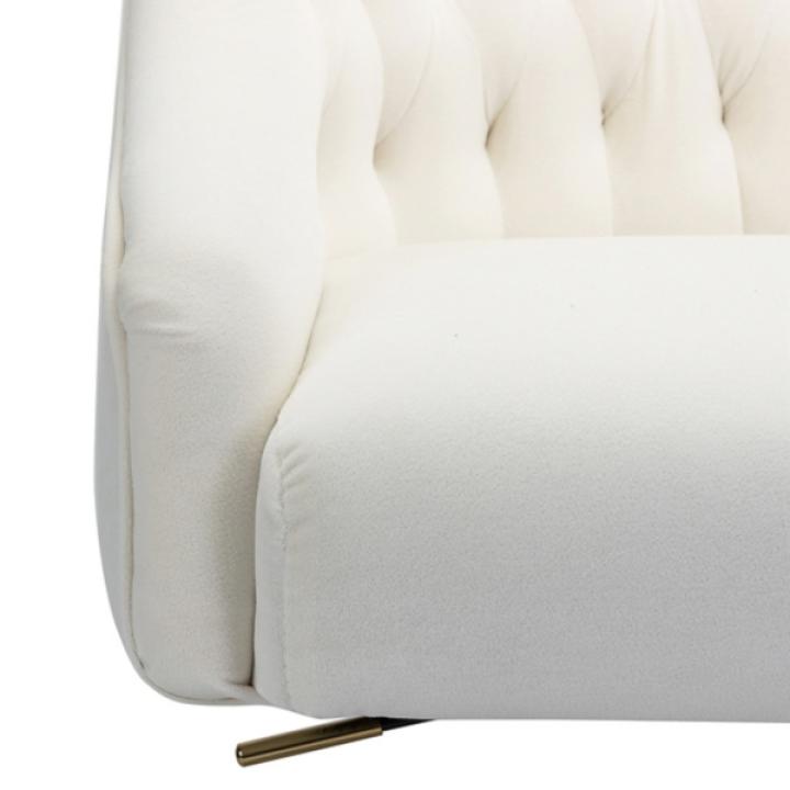 Ivory Velvet Tufted Golden Leg Swivel Office Chair