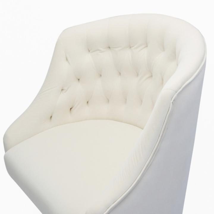 Ivory Velvet Tufted Golden Leg Swivel Office Chair