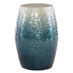 Blue Ombre Mosaic Capiz Shell Drum End Table