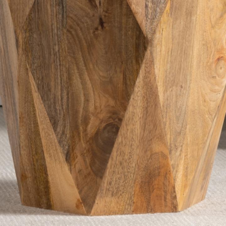 Geometric Mango Wood Accent Table